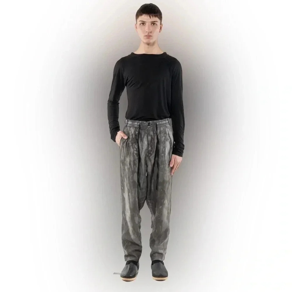 Mark Baigent Rong Pants Magnesium 100% Linen Unisex Sz S - Picture 1 of 13